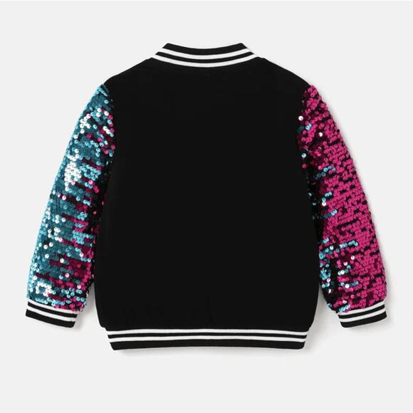 L.O.L. Surprise! Girls Sequins Graphic Lightweight Zip-Up Varsity Sweatshirt 4T - Picture 2 of 3